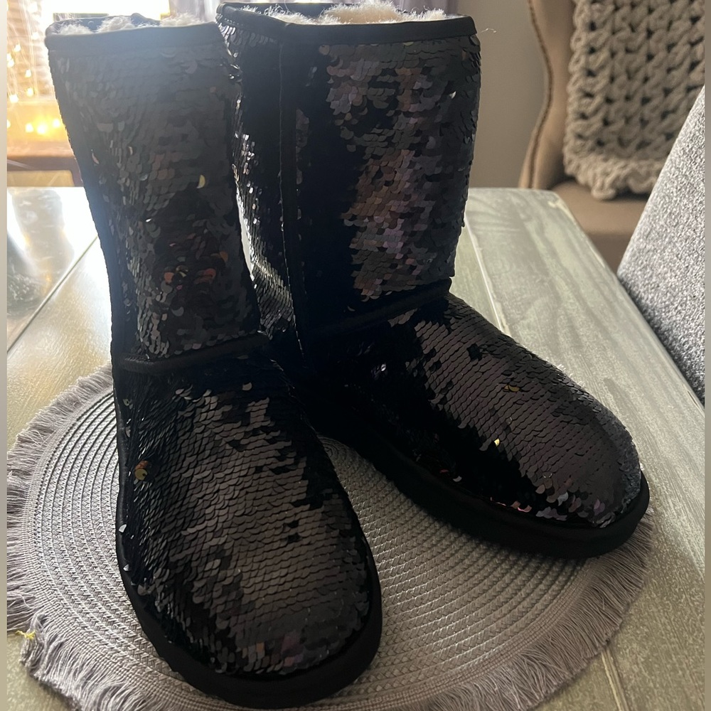 Authentic UGG black sequin short boots